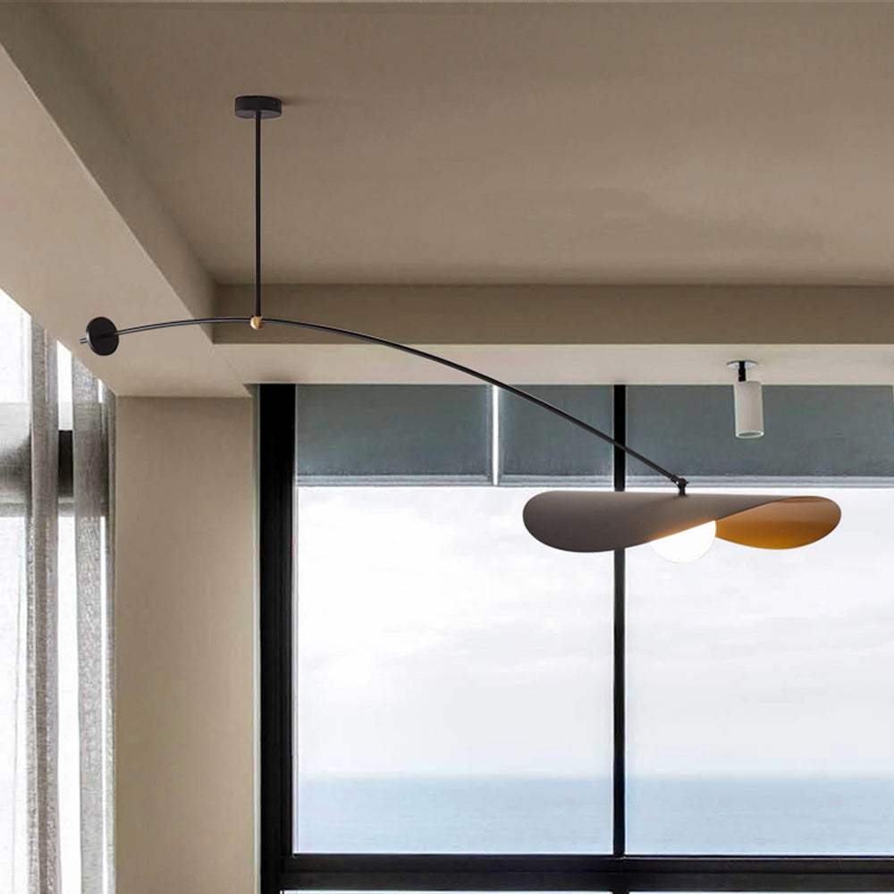Arisha Minimalist Lotus Leaf Shaped Metal Pendant Light, Black/Gold | ventumra