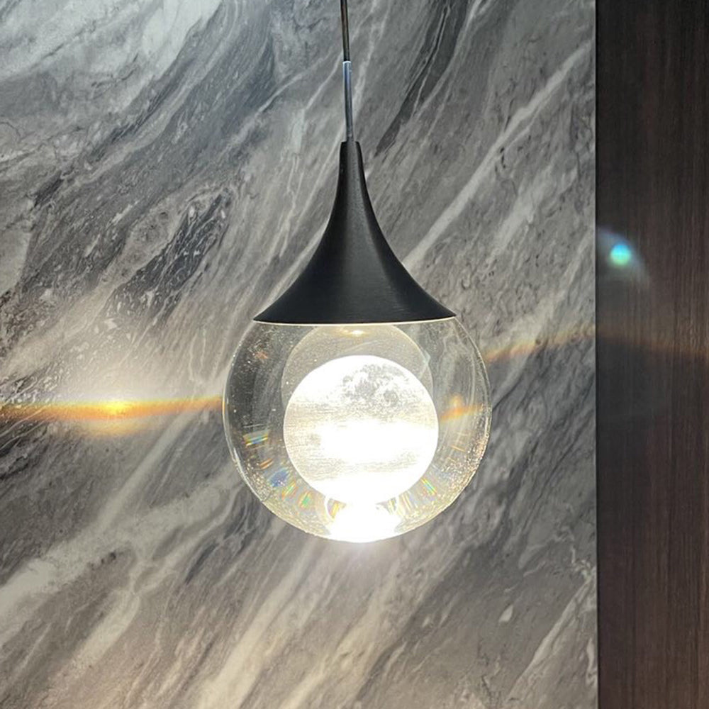 Aria Minimalist Moon Metal Pendant Light,Black | ventumra
