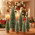 FrostSprig Mini-Tannenbaum-Set mit Beflockung, 5-teilig – schneebeschichtete dunkelgrüne Bäume