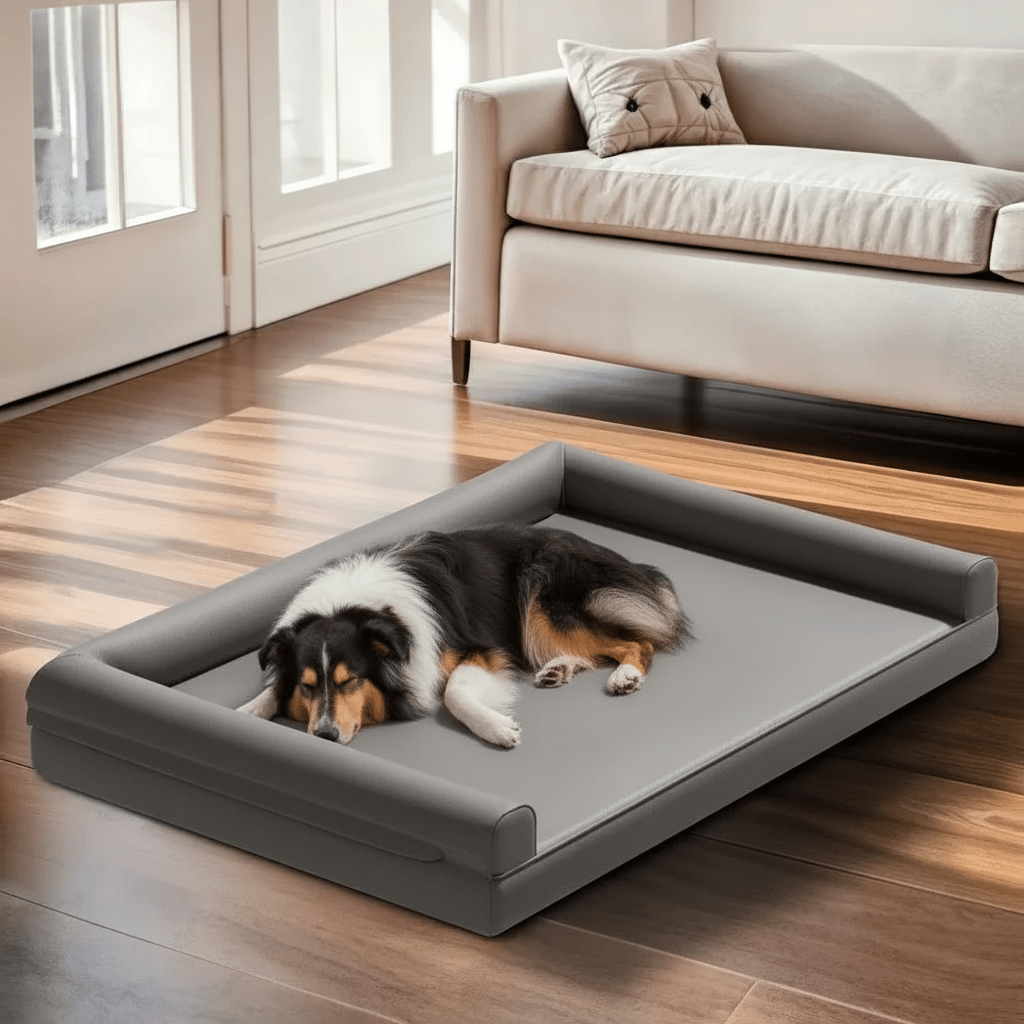HavenPaw orthopädisches Hundesofa — Mikrofaserleder, wasserdichtes Design mit Randpolsterung
