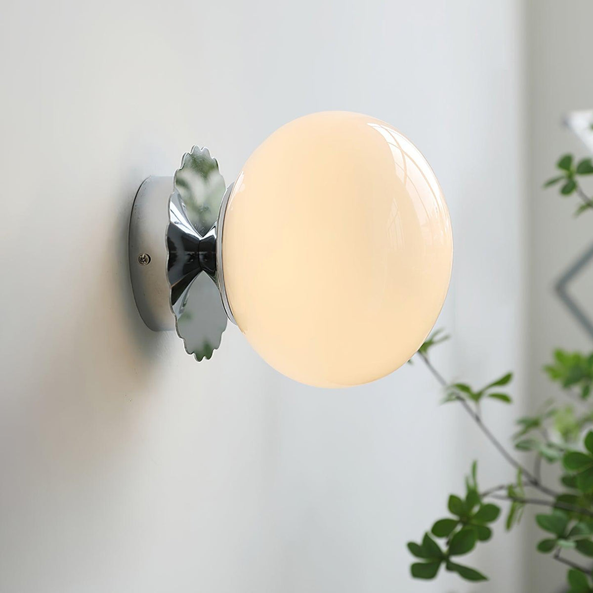 Marshmallow-væglampe i glas og metal | Ventumra