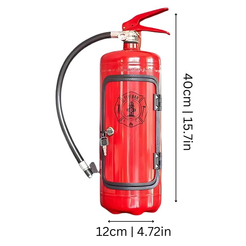 Mini-bar elegant realizat manual dintr-un stingător de incendiu autentic