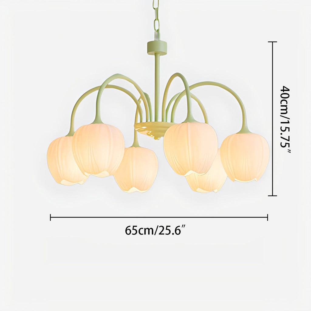 Romantic Tulip Chandelier In Matcha Green Finish | Ventumra