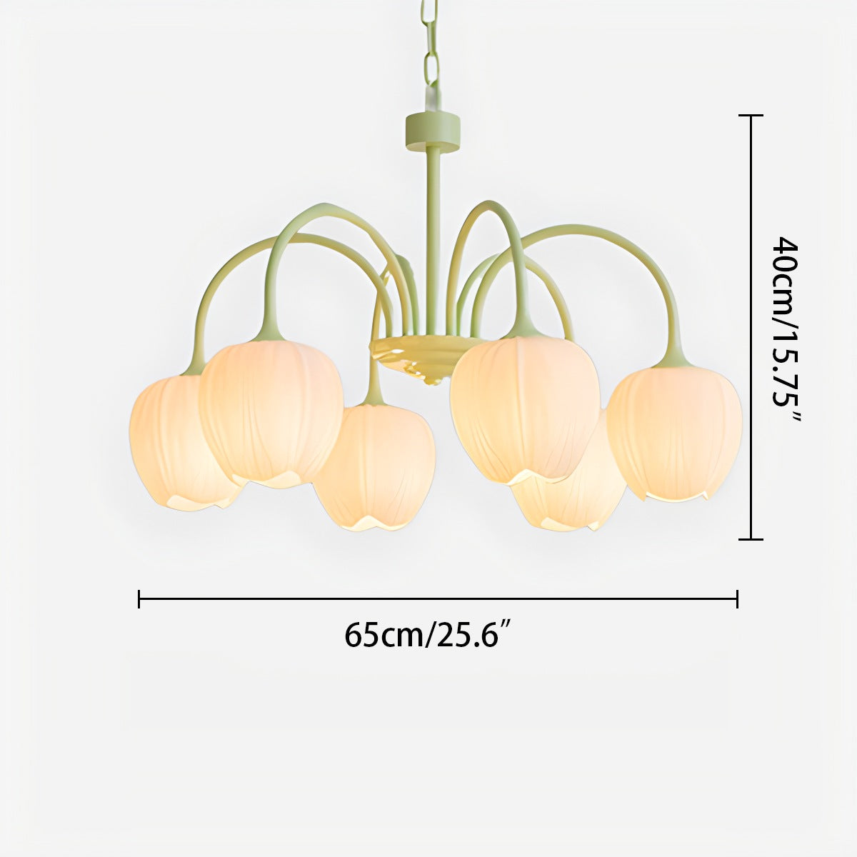 Romantic Tulip Chandelier In Matcha Green Finish | Ventumra
