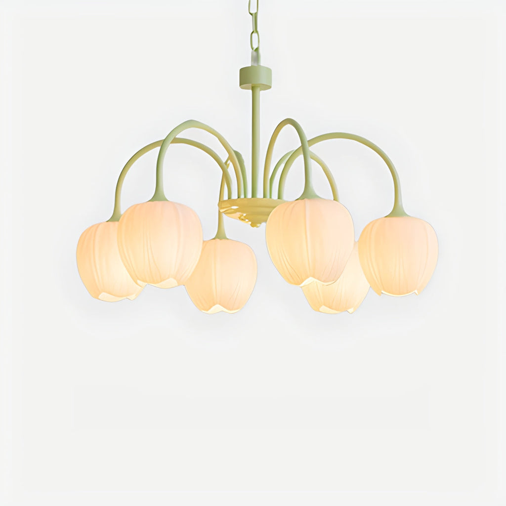 Romantic Tulip Chandelier In Matcha Green Finish | Ventumra