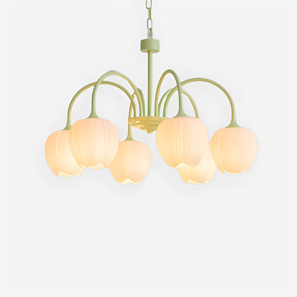 Romantic Tulip Chandelier In Matcha Green Finish | Ventumra