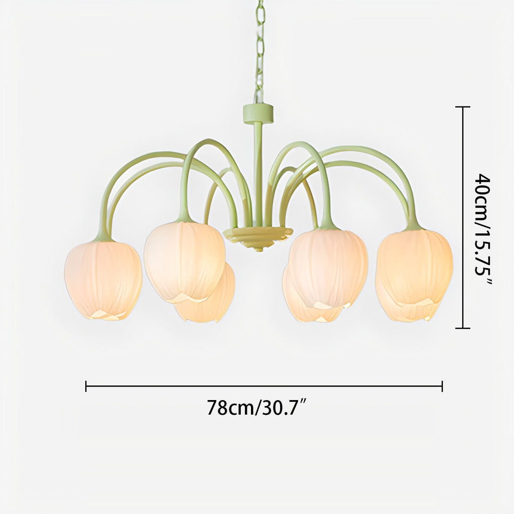 Romantic Tulip Chandelier In Matcha Green Finish | Ventumra