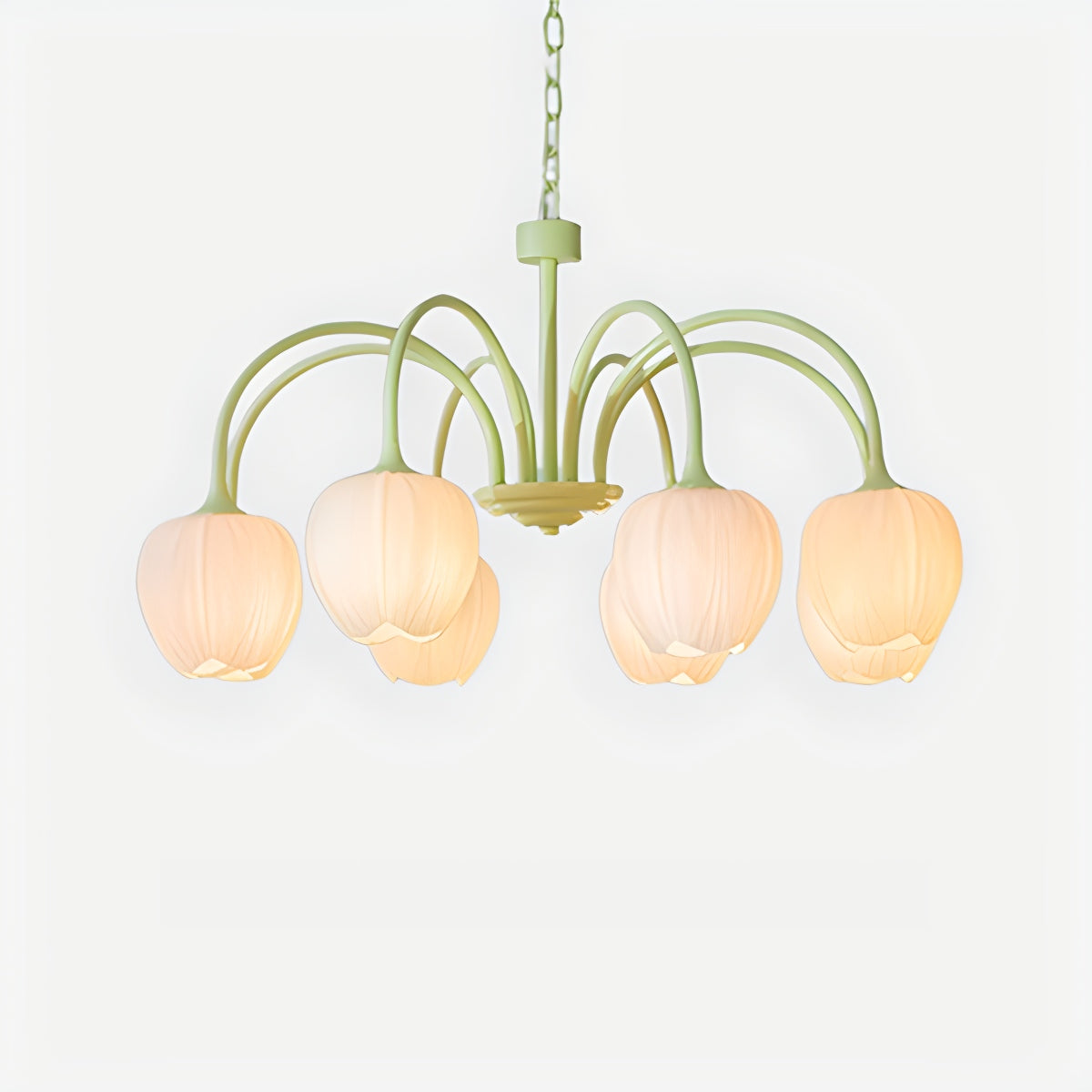 Romantic Tulip Chandelier In Matcha Green Finish | Ventumra
