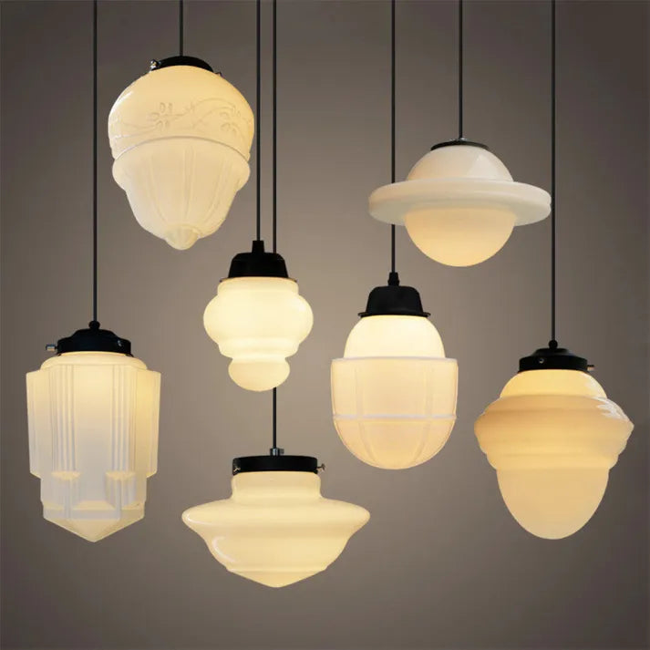 Lyraform Matte White Glass Geometric Pendant Light