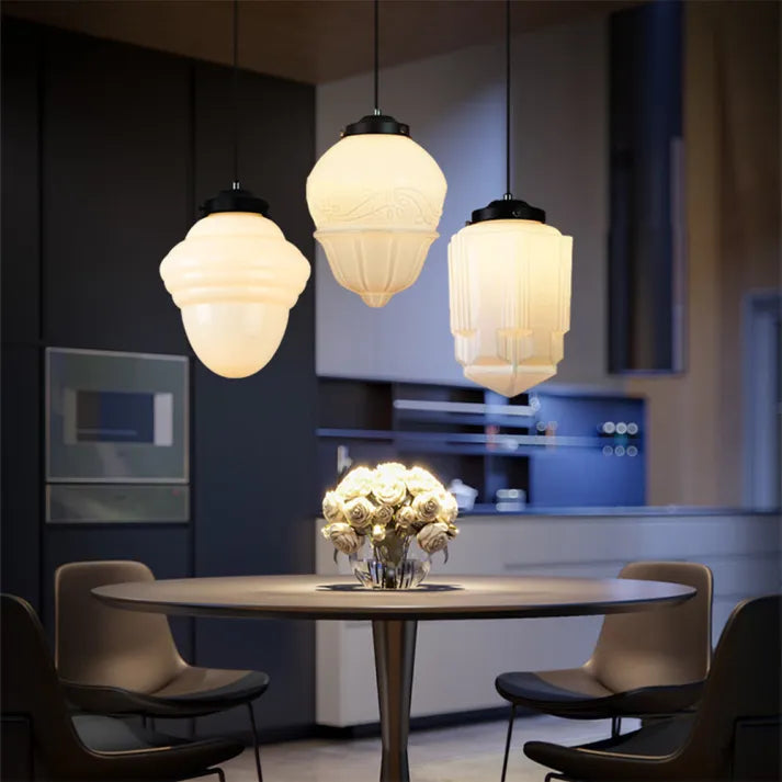 Lyraform Matte White Glass Geometric Pendant Light