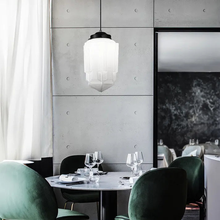Lyraform Matte White Glass Geometric Pendant Light