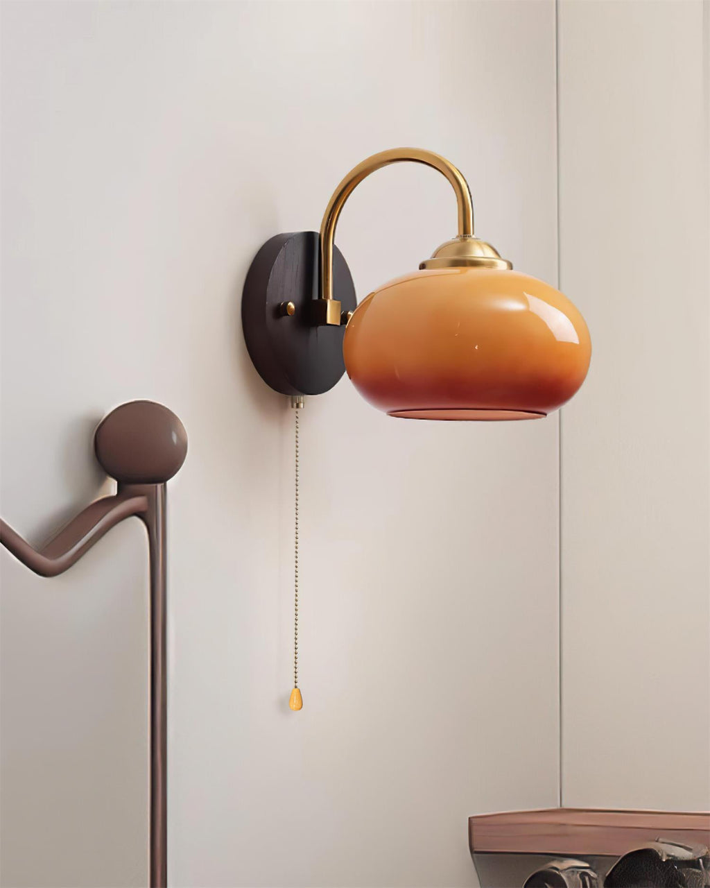 Wall Lamp Arched Arm Glass Dome Shade Vintage Accent Modern Touch | ventumra
