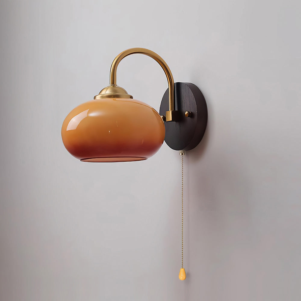 Wall Lamp Arched Arm Glass Dome Shade Vintage Accent Modern Touch | ventumra