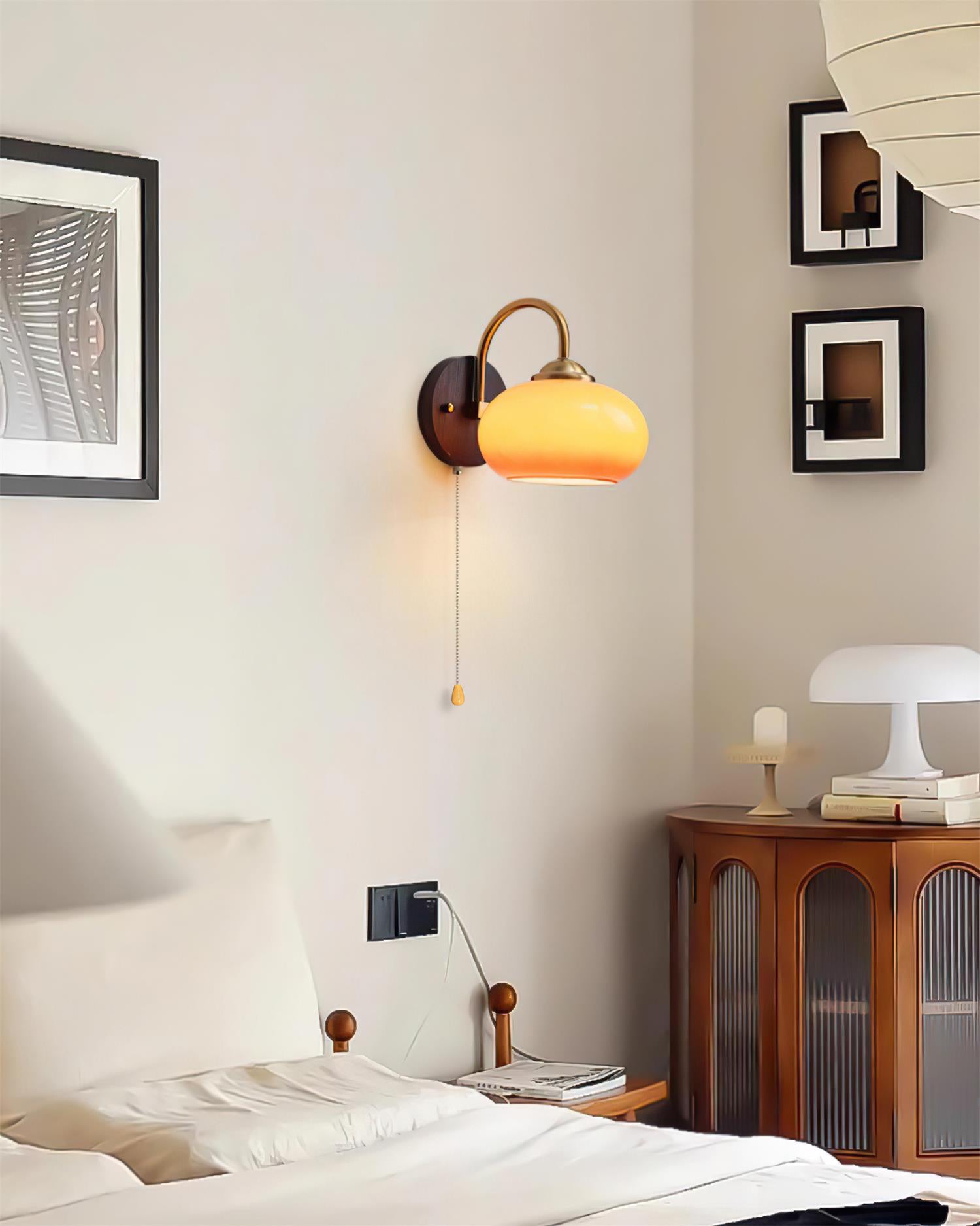 Wall Lamp Arched Arm Glass Dome Shade Vintage Accent Modern Touch | ventumra