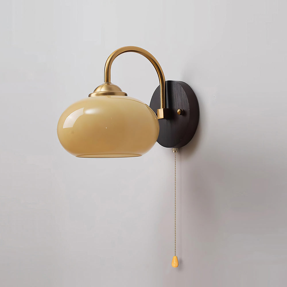 Wall Lamp Arched Arm Glass Dome Shade Vintage Accent Modern Touch | ventumra