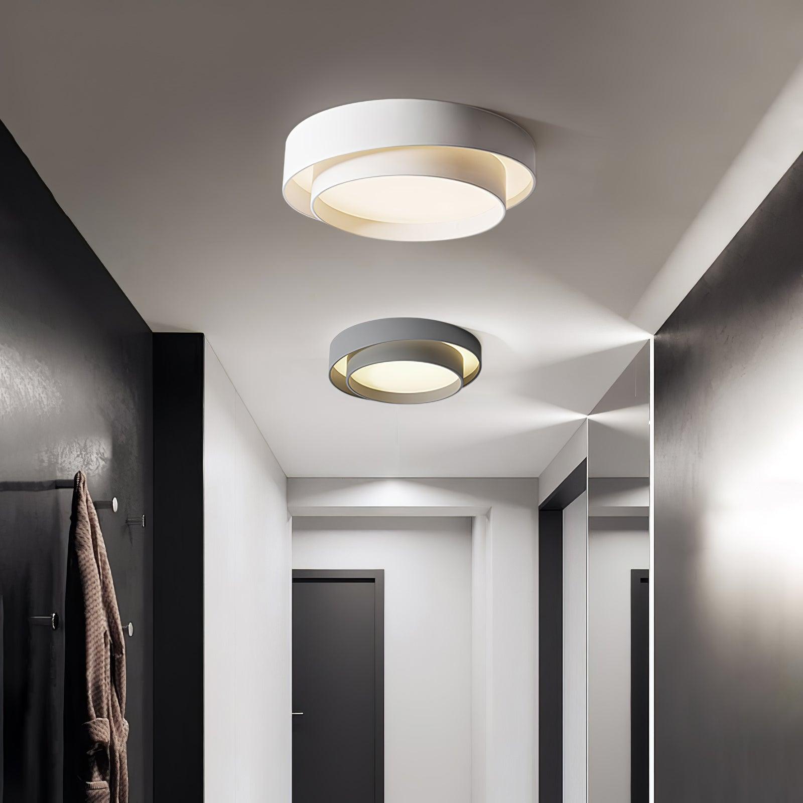 Orina Ceiling Lamp Double Ring Gray&Black&White Cylinder shape | ventumra