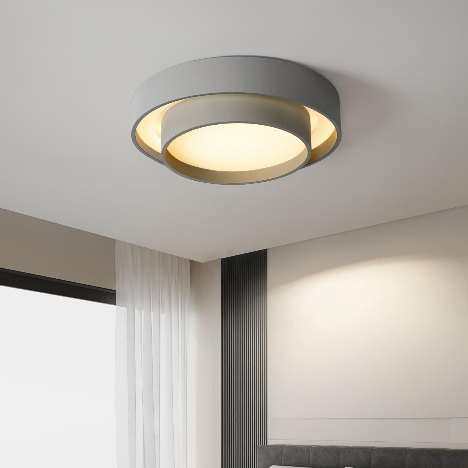 Orina Ceiling Lamp Double Ring Gray&Black&White Cylinder shape | ventumra