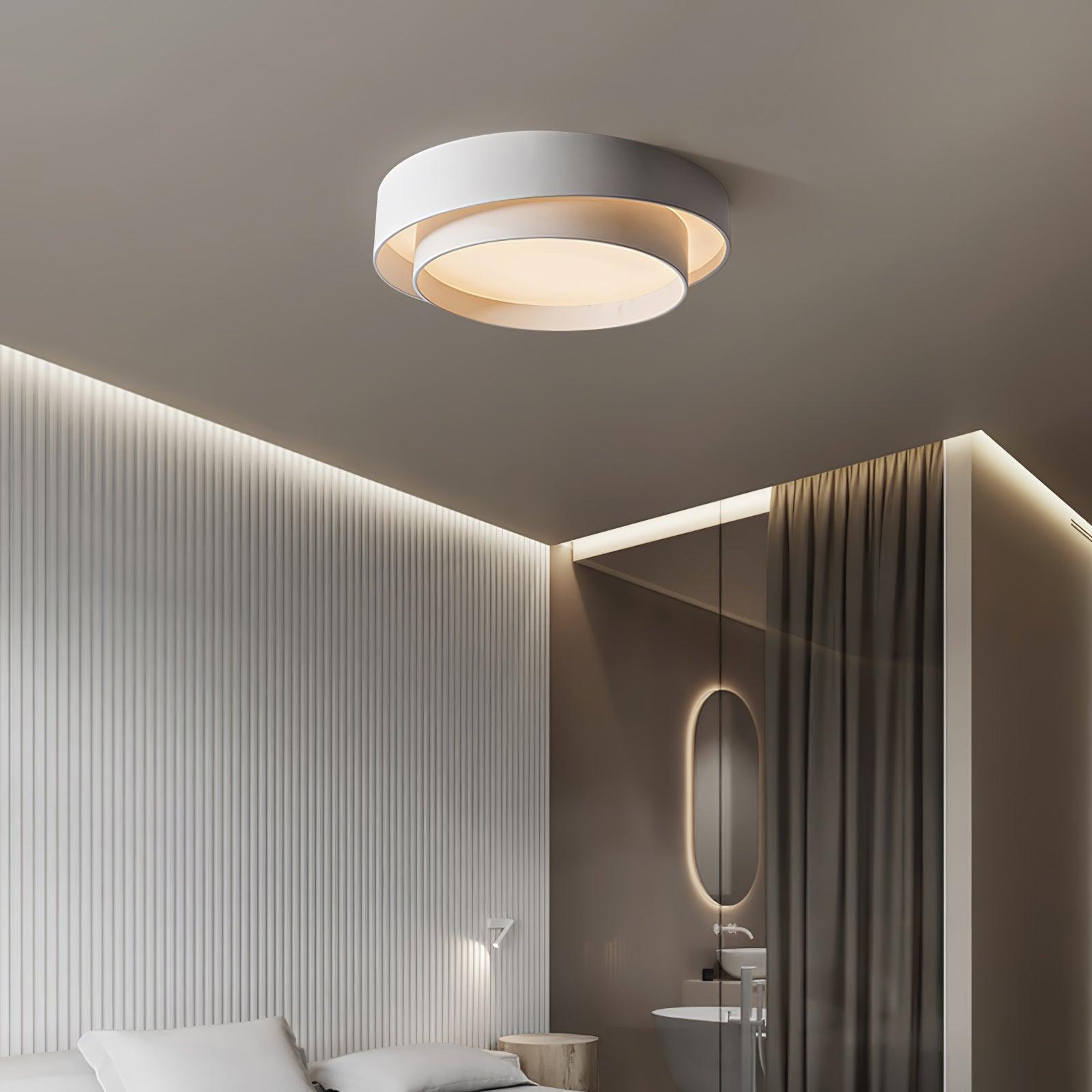Orina Ceiling Lamp Double Ring Gray&Black&White Cylinder shape | ventumra