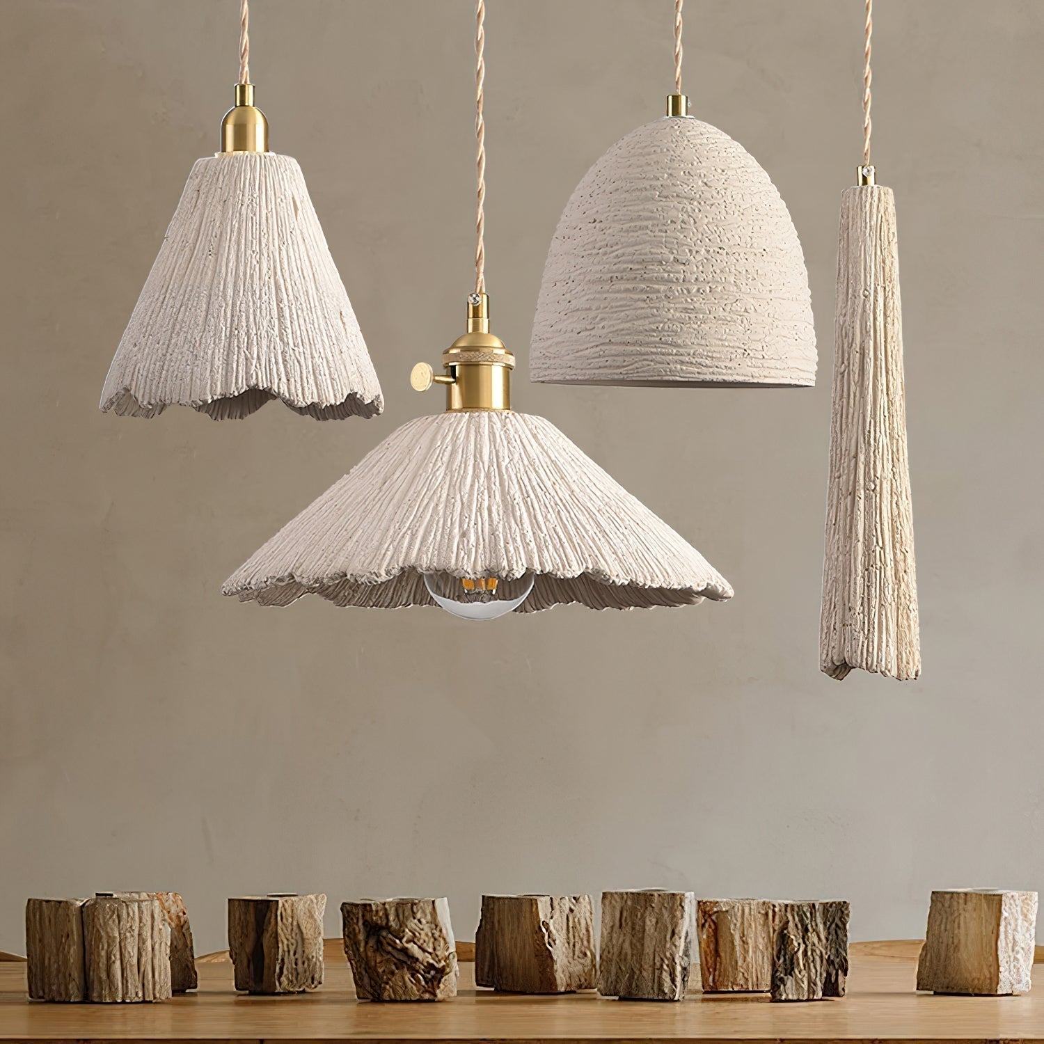 Kirae Textured Pendant Lights Cement | ventumra