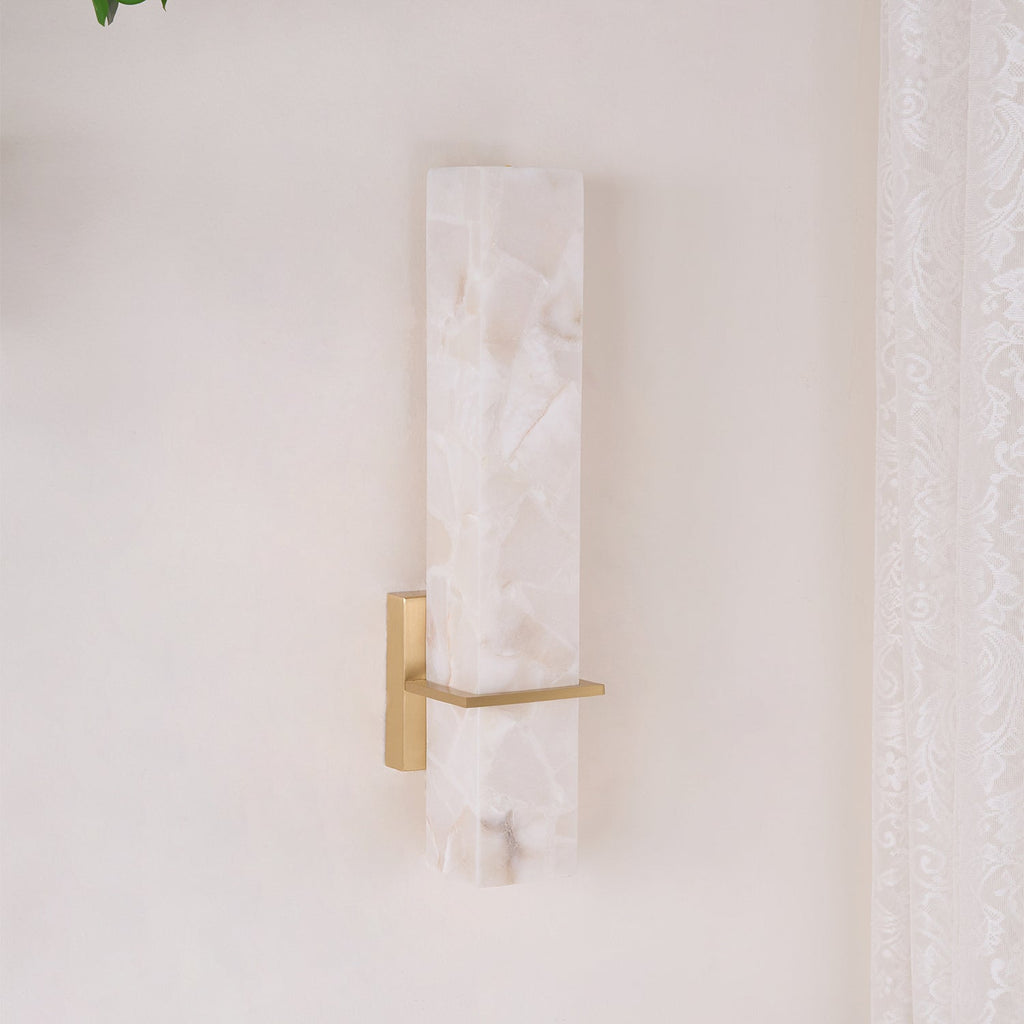 Applique murale Ritta Blanc albâtre laiton Cuboïde moderne | ventumra