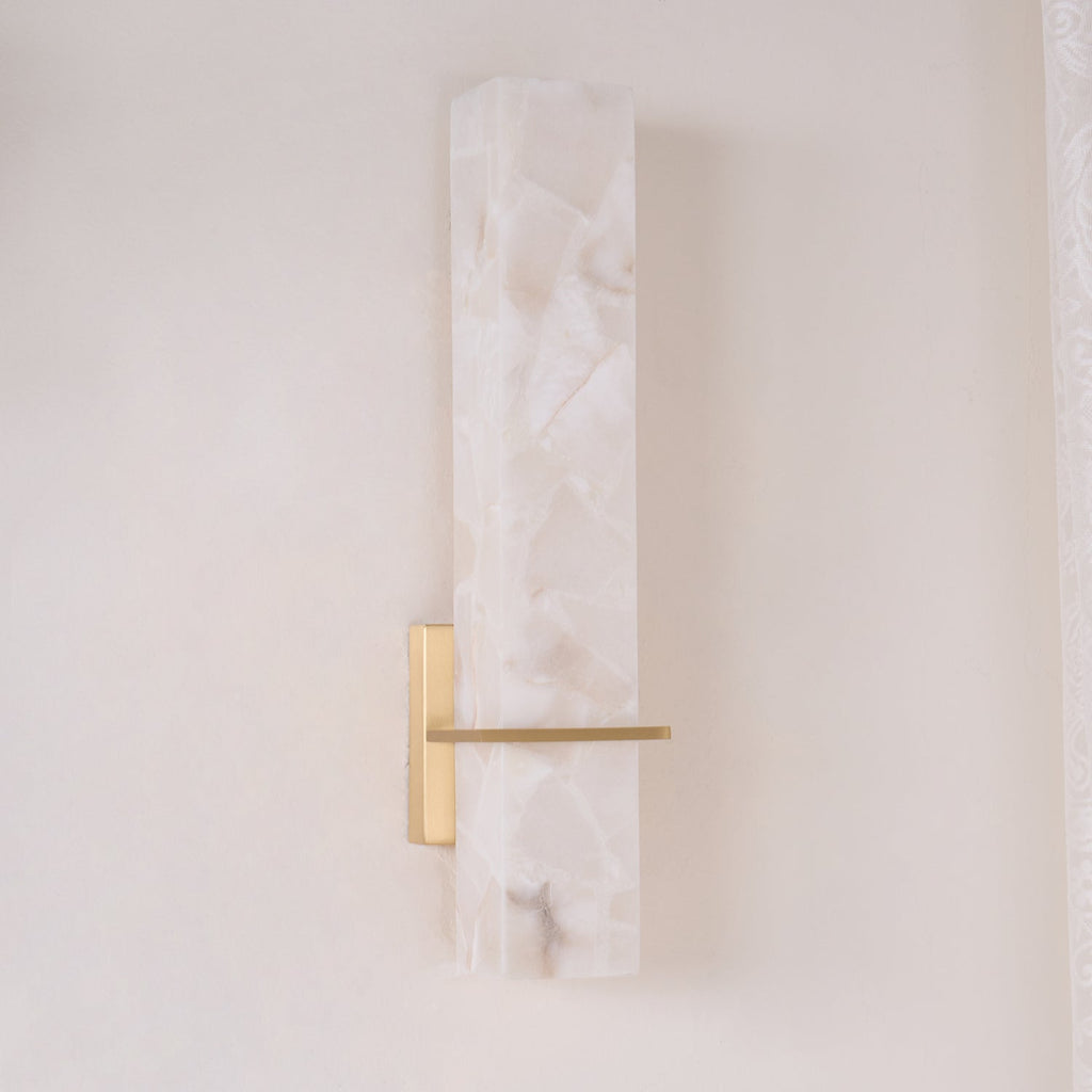 Applique murale Ritta Blanc albâtre laiton Cuboïde moderne | ventumra