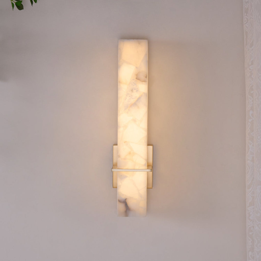 Applique murale Ritta Blanc albâtre laiton Cuboïde moderne | ventumra