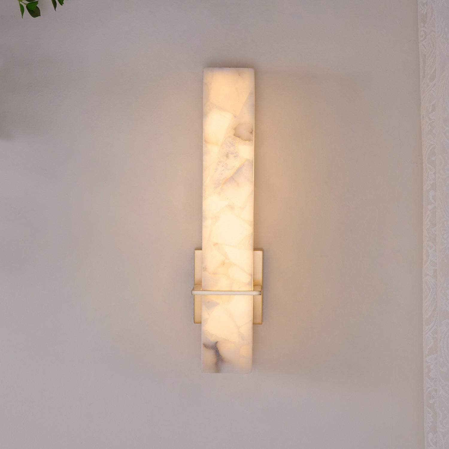 Applique murale Ritta Blanc albâtre laiton Cuboïde moderne | ventumra