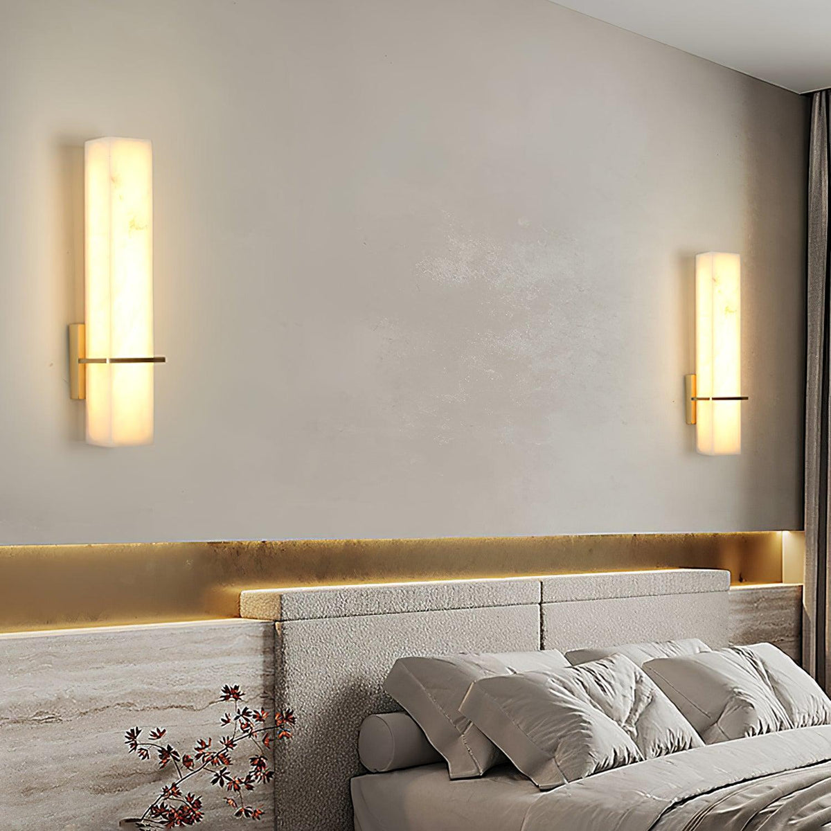 Applique murale Ritta Blanc albâtre laiton Cuboïde moderne | ventumra