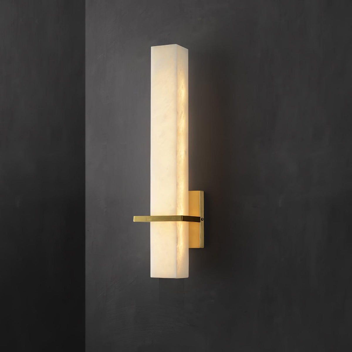 Applique murale Ritta Blanc albâtre laiton Cuboïde moderne | ventumra