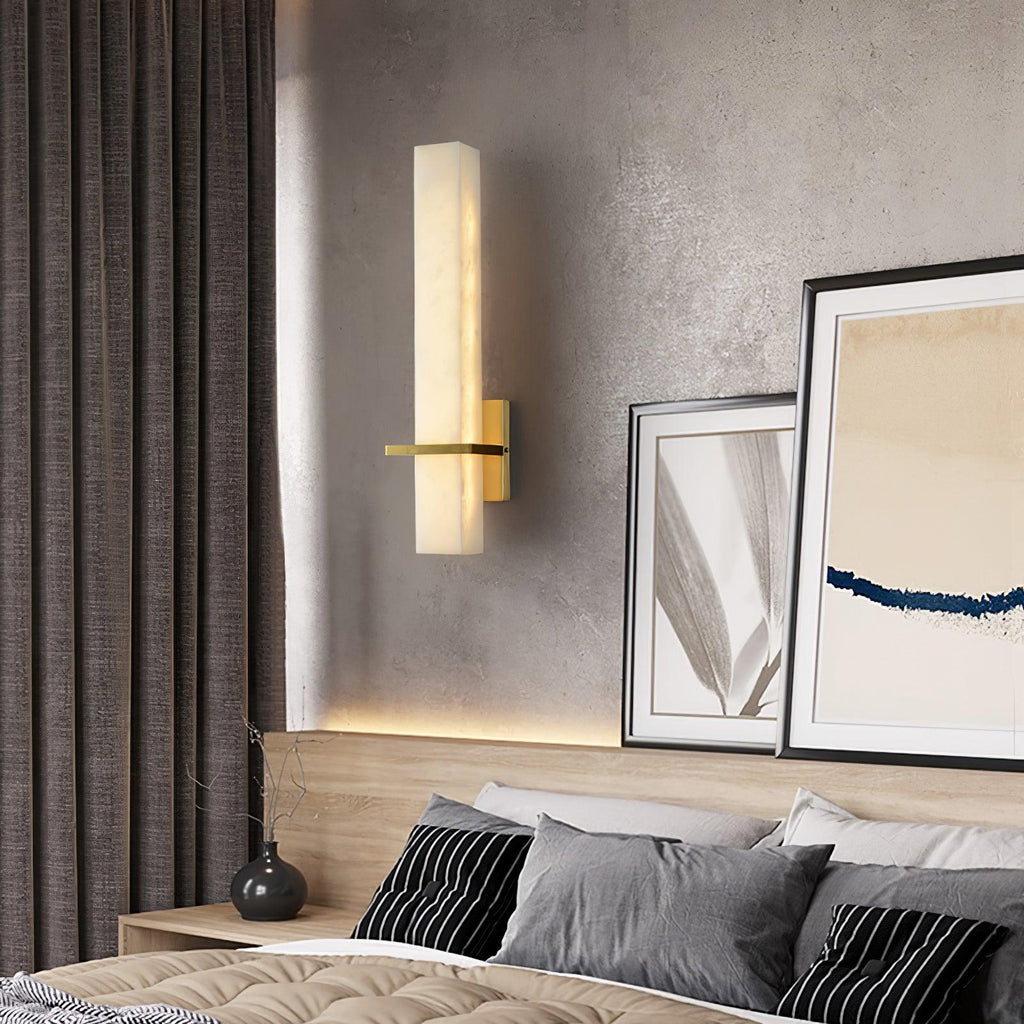 Applique murale Ritta Blanc albâtre laiton Cuboïde moderne | ventumra