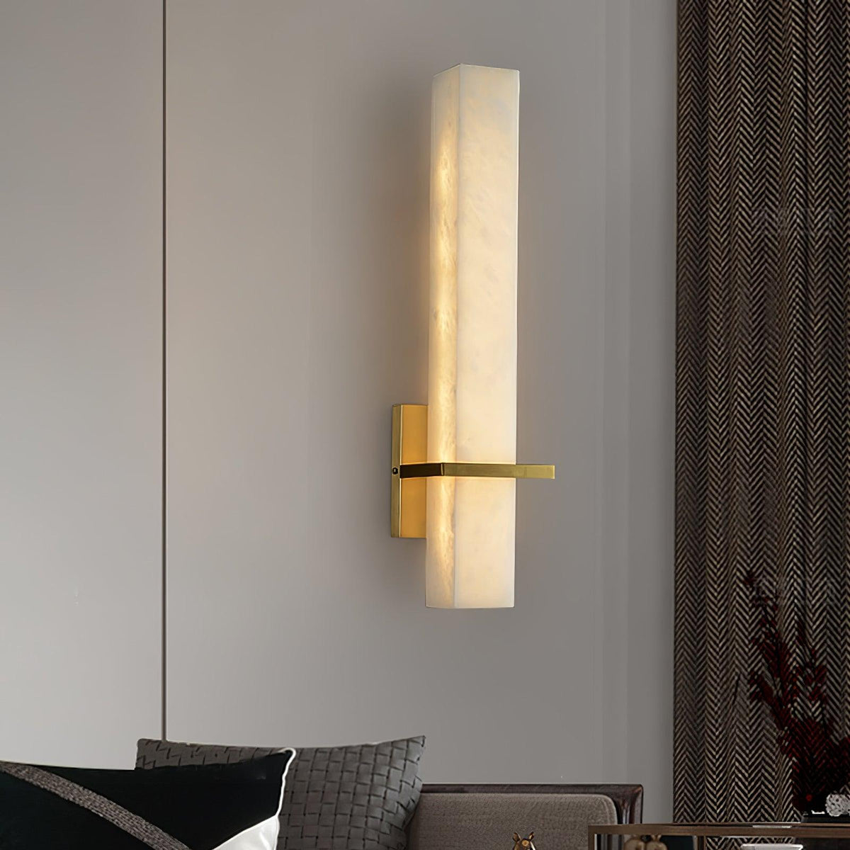 Applique murale Ritta Blanc albâtre laiton Cuboïde moderne | ventumra