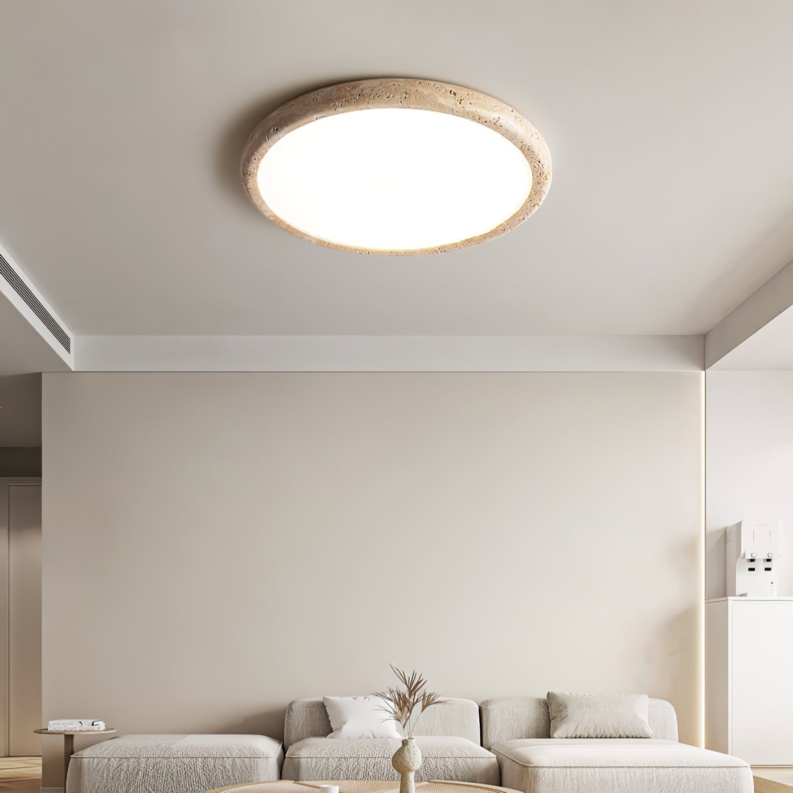 Yellow Travertine Ceiling Light With Integrated LED