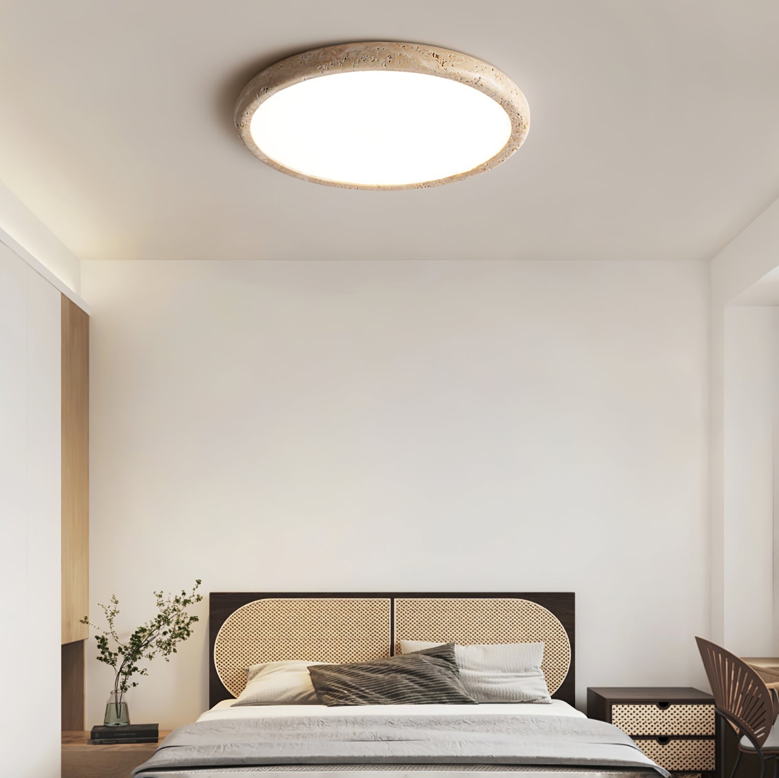 Yellow Travertine Ceiling Light With Integrated LED