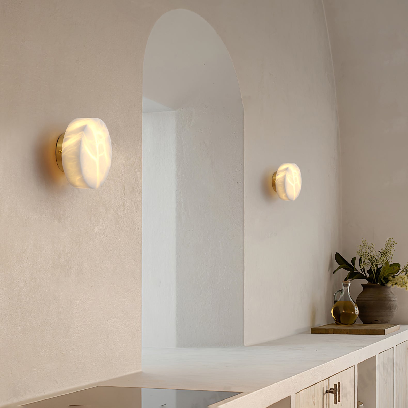 Alabaster Finish Modern Cylindrical Wall Light With LED