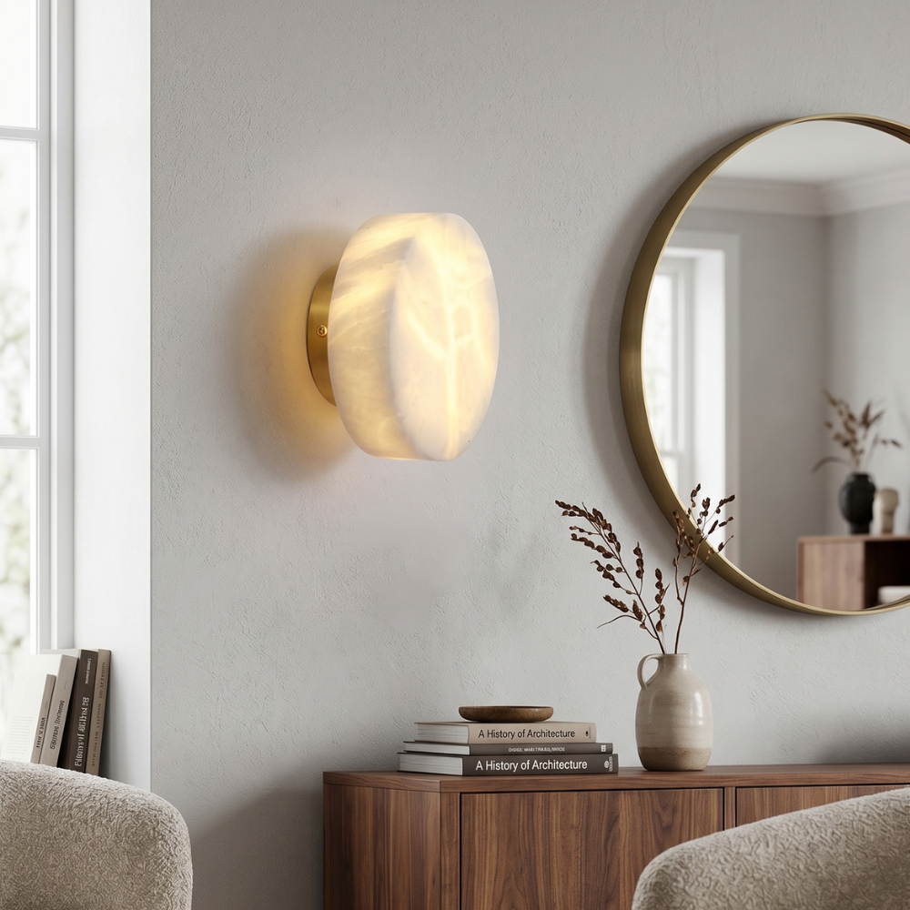 Alabaster Finish Modern Cylindrical Wall Light With LED