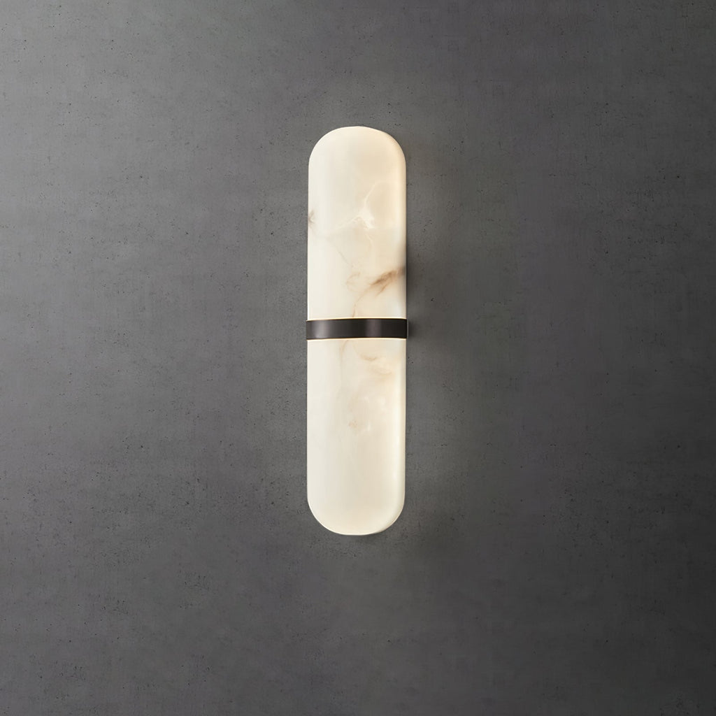 Dimmable Wall Sconce With Alabaster Shade And Brass Finish