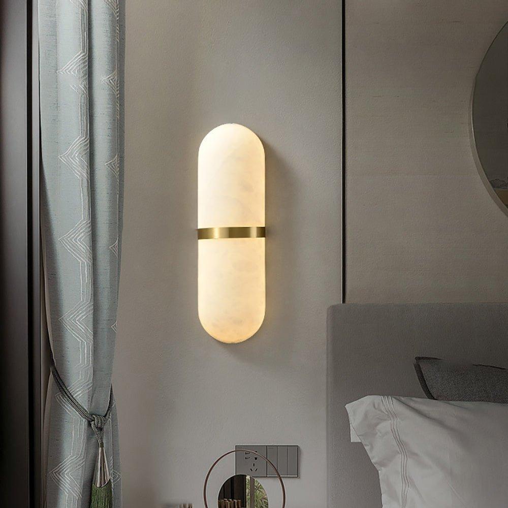Dimmable Wall Sconce With Alabaster Shade And Brass Finish