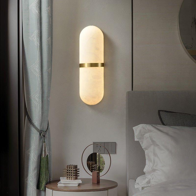 Dimmable Wall Sconce With Alabaster Shade And Brass Finish