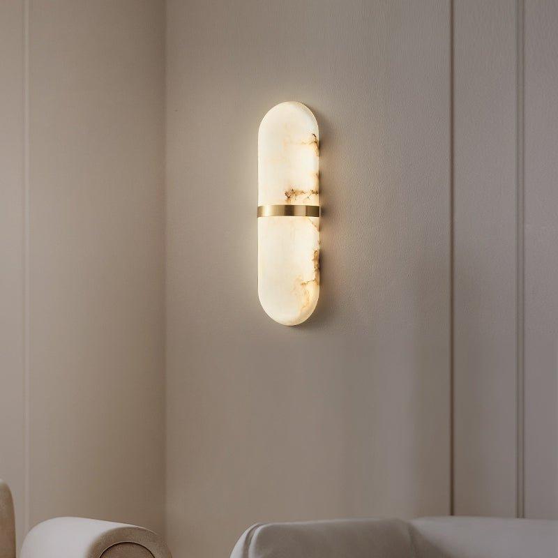 Dimmable Wall Sconce With Alabaster Shade And Brass Finish