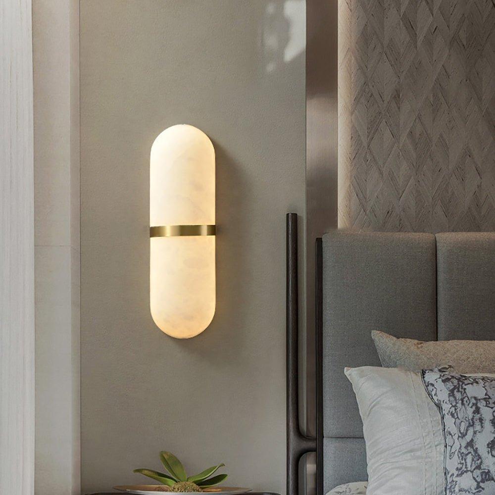 Dimmable Wall Sconce With Alabaster Shade And Brass Finish
