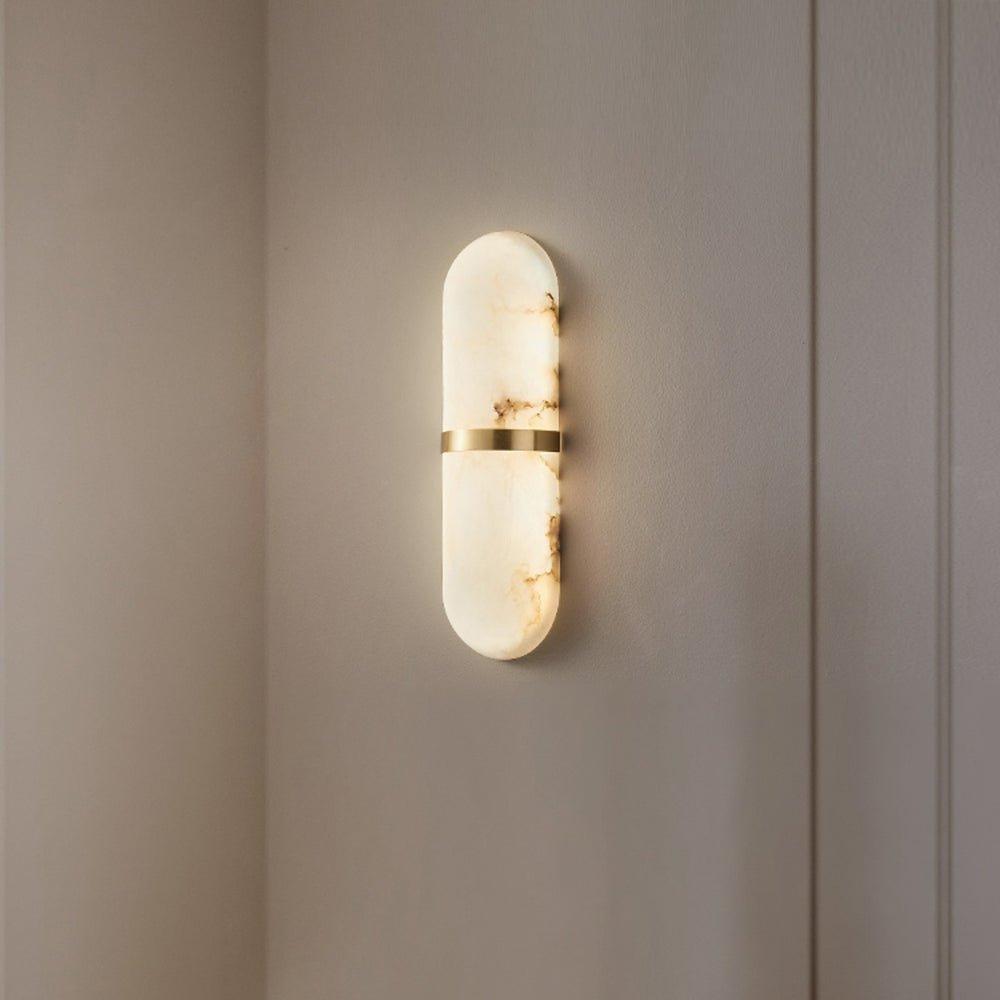 Dimmable Wall Sconce With Alabaster Shade And Brass Finish