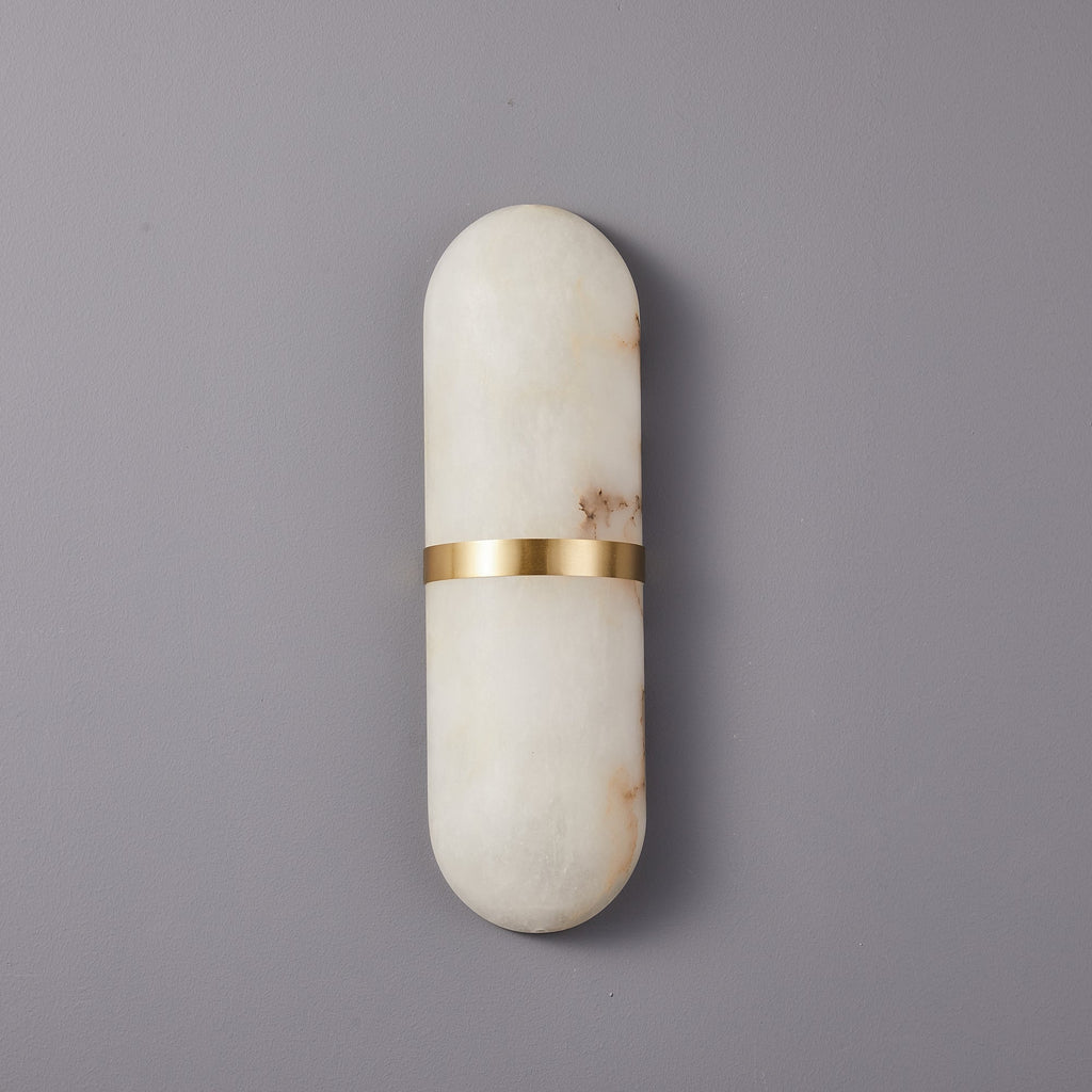 Dimmable Wall Sconce With Alabaster Shade And Brass Finish