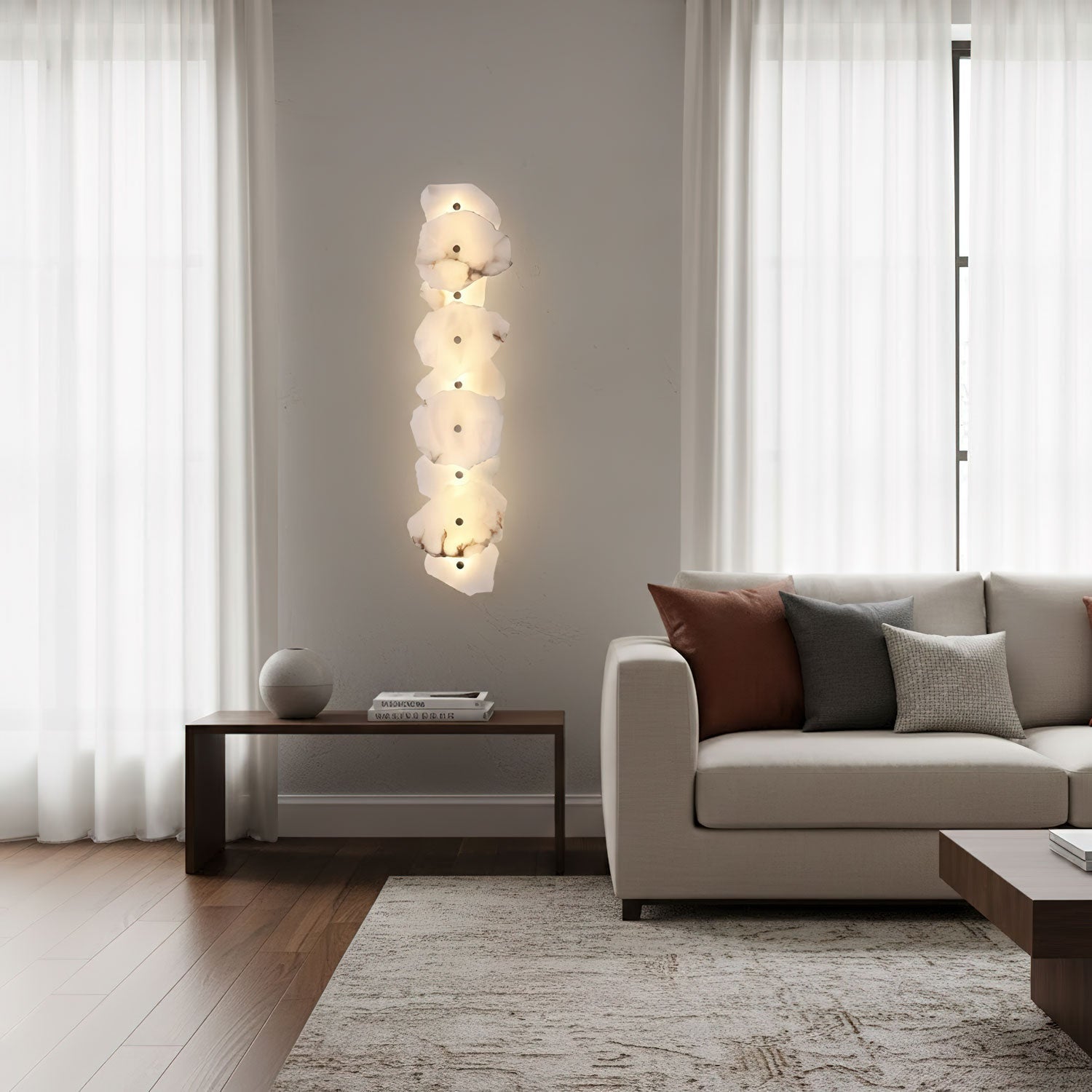 Alabaster Finish Modern Dimmable Wall Light For Warm Ambiance
