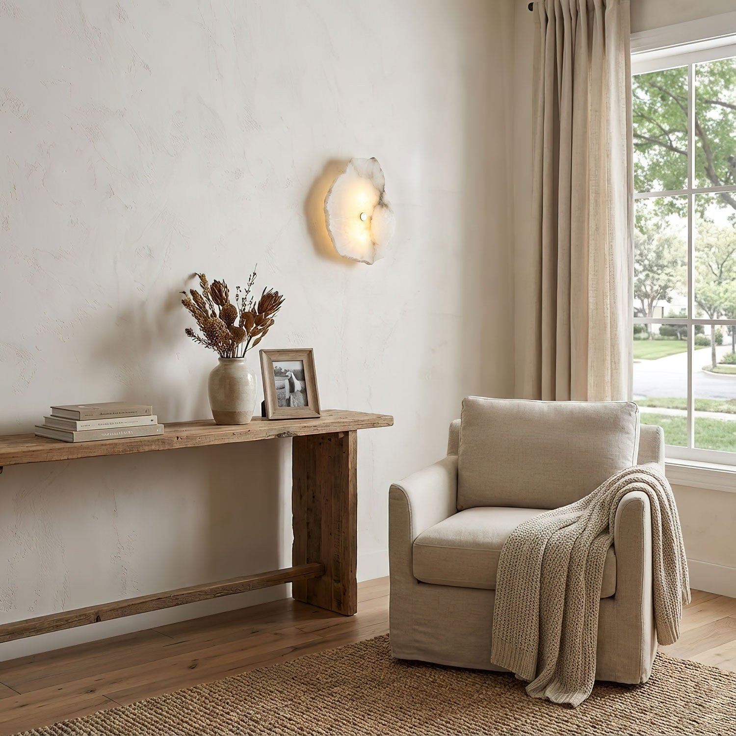 Alabaster Finish Modern Dimmable Wall Light For Warm Ambiance