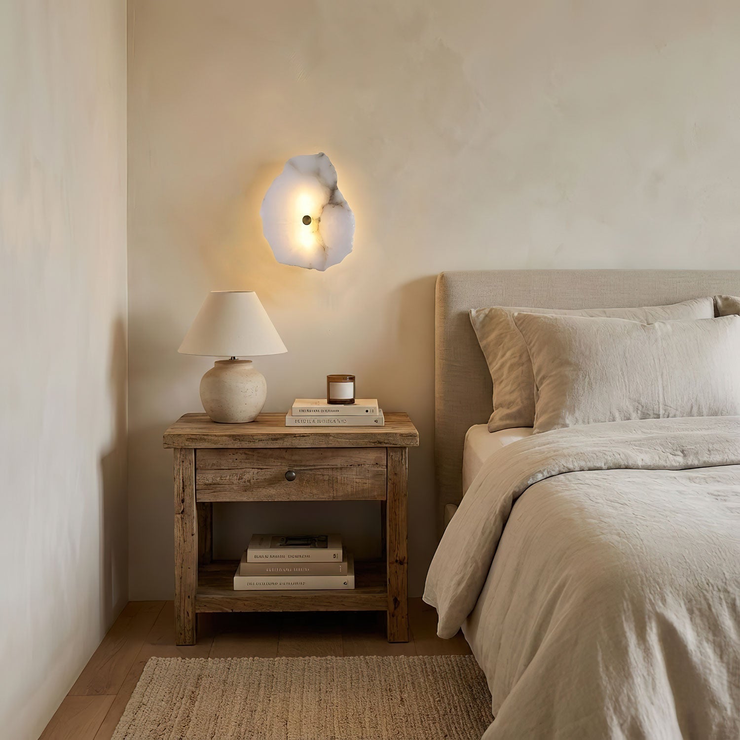 Alabaster Finish Modern Dimmable Wall Light For Warm Ambiance