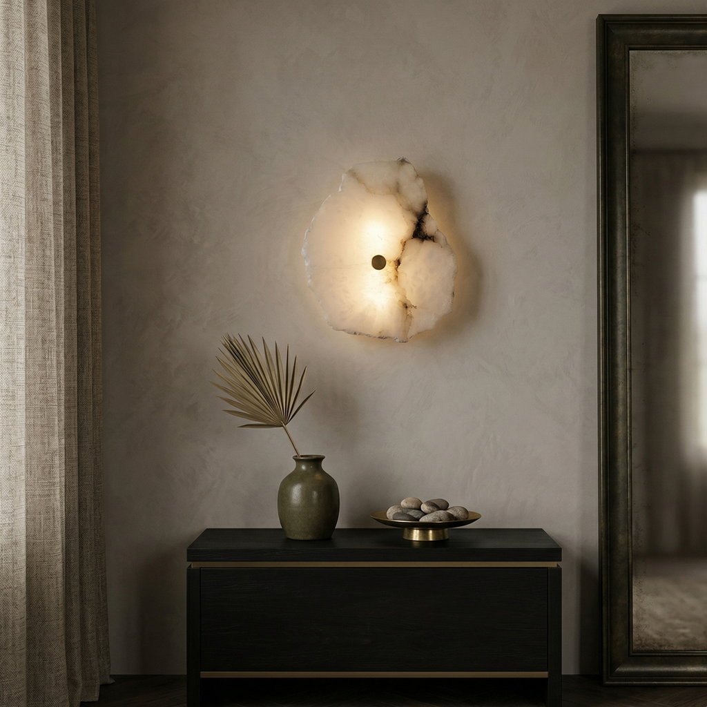 Alabaster Finish Modern Dimmable Wall Light For Warm Ambiance