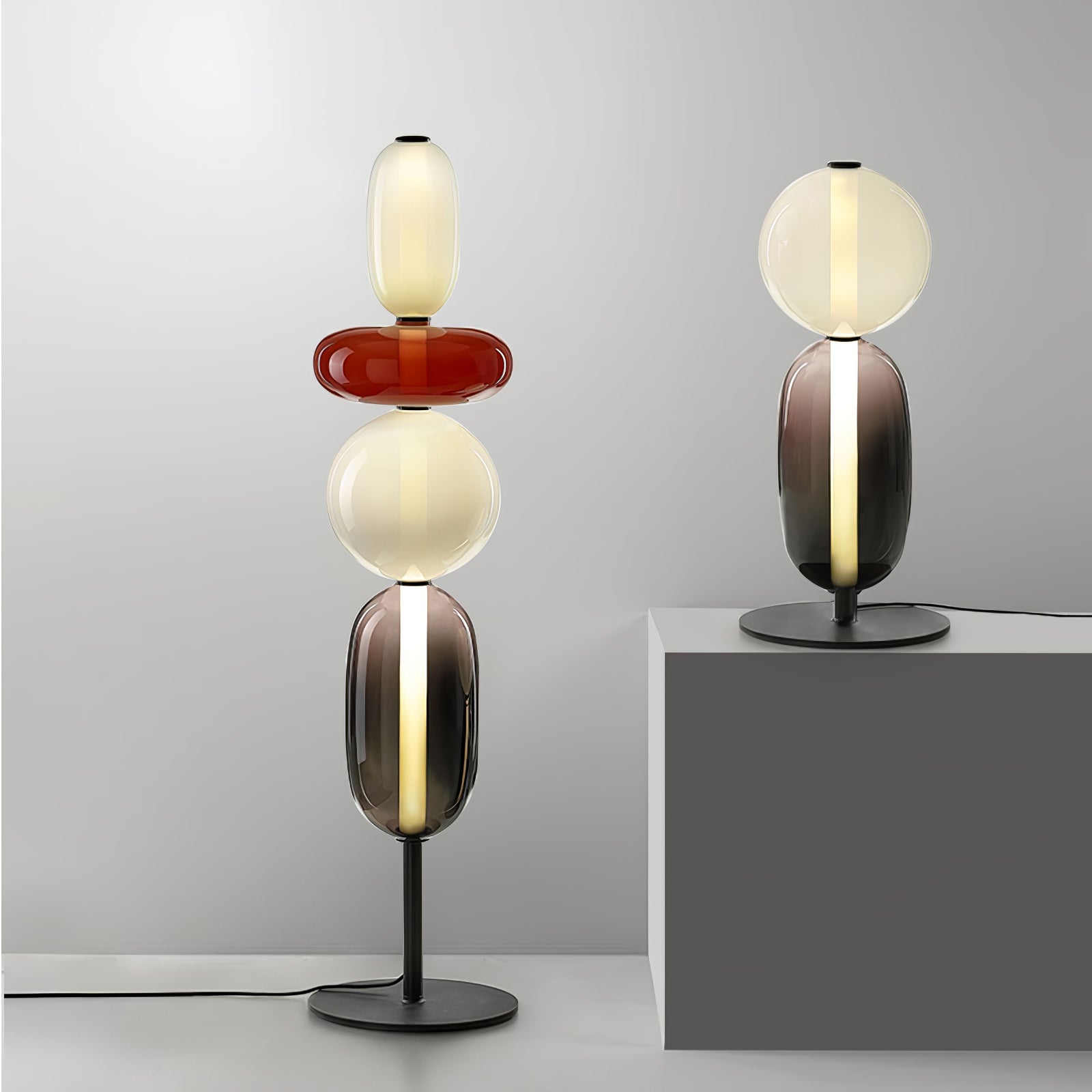 Contemporary Glass Floor Lamp With Integrated LED Lighting
