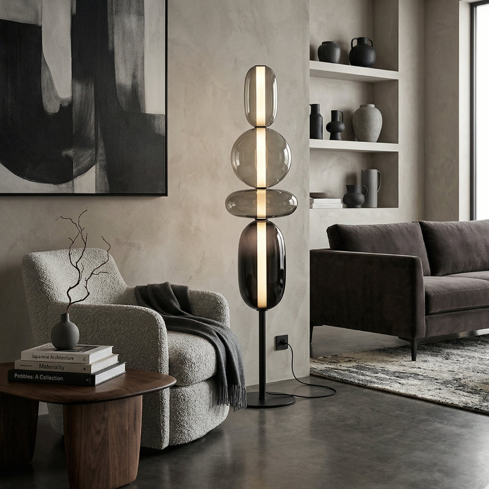 Contemporary Glass Floor Lamp With Integrated LED Lighting
