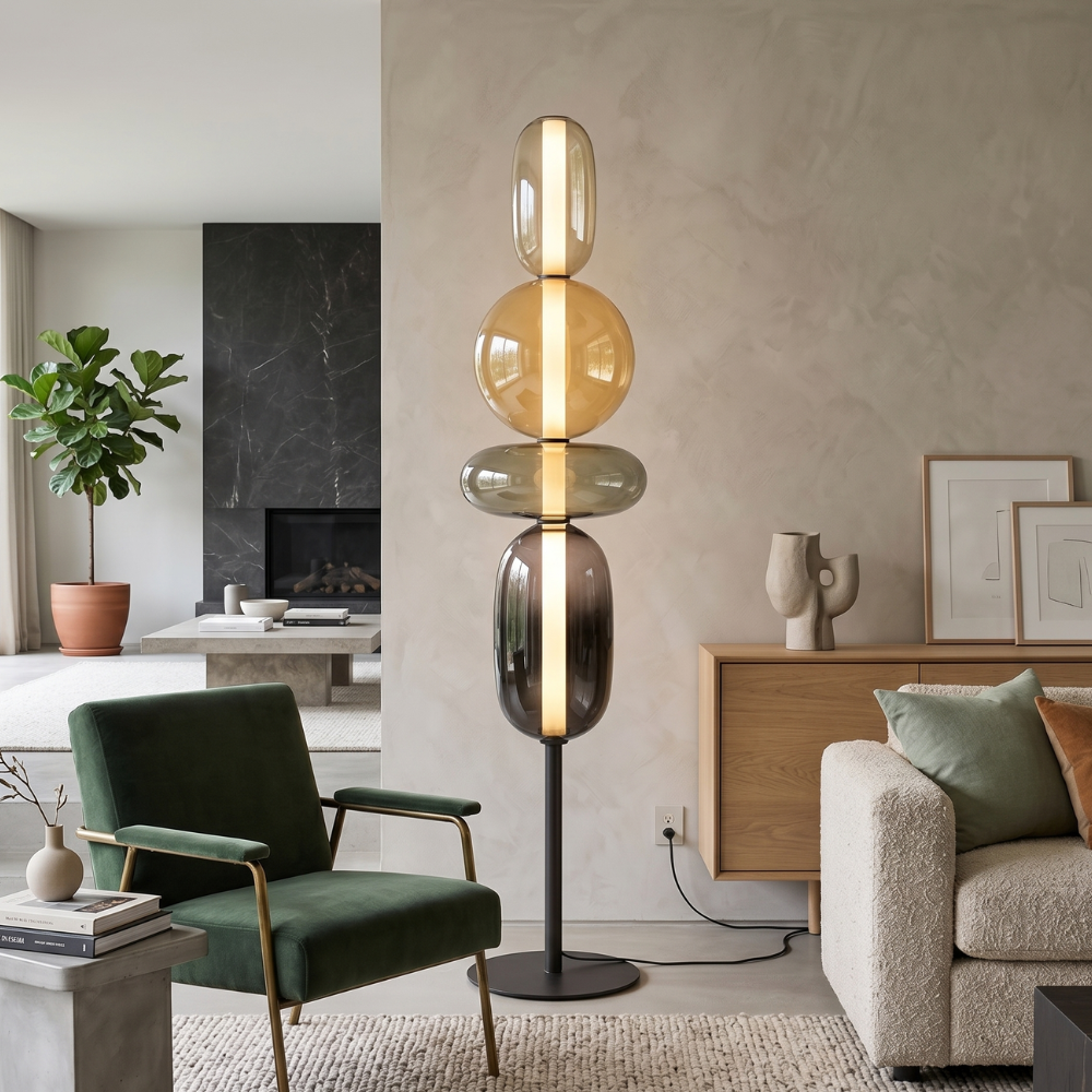 Contemporary Glass Floor Lamp With Integrated LED Lighting
