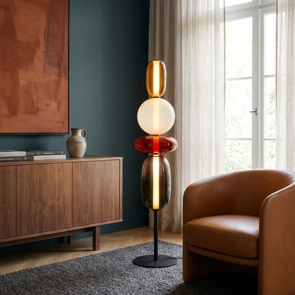 Contemporary Glass Floor Lamp With Integrated LED Lighting